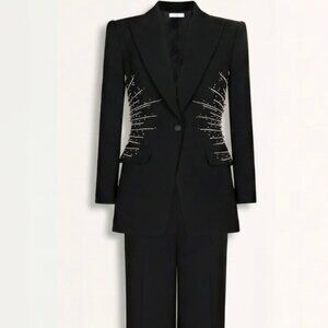 LOVAU Martyna Black Embellished Two-Piece Suit Set NWT!